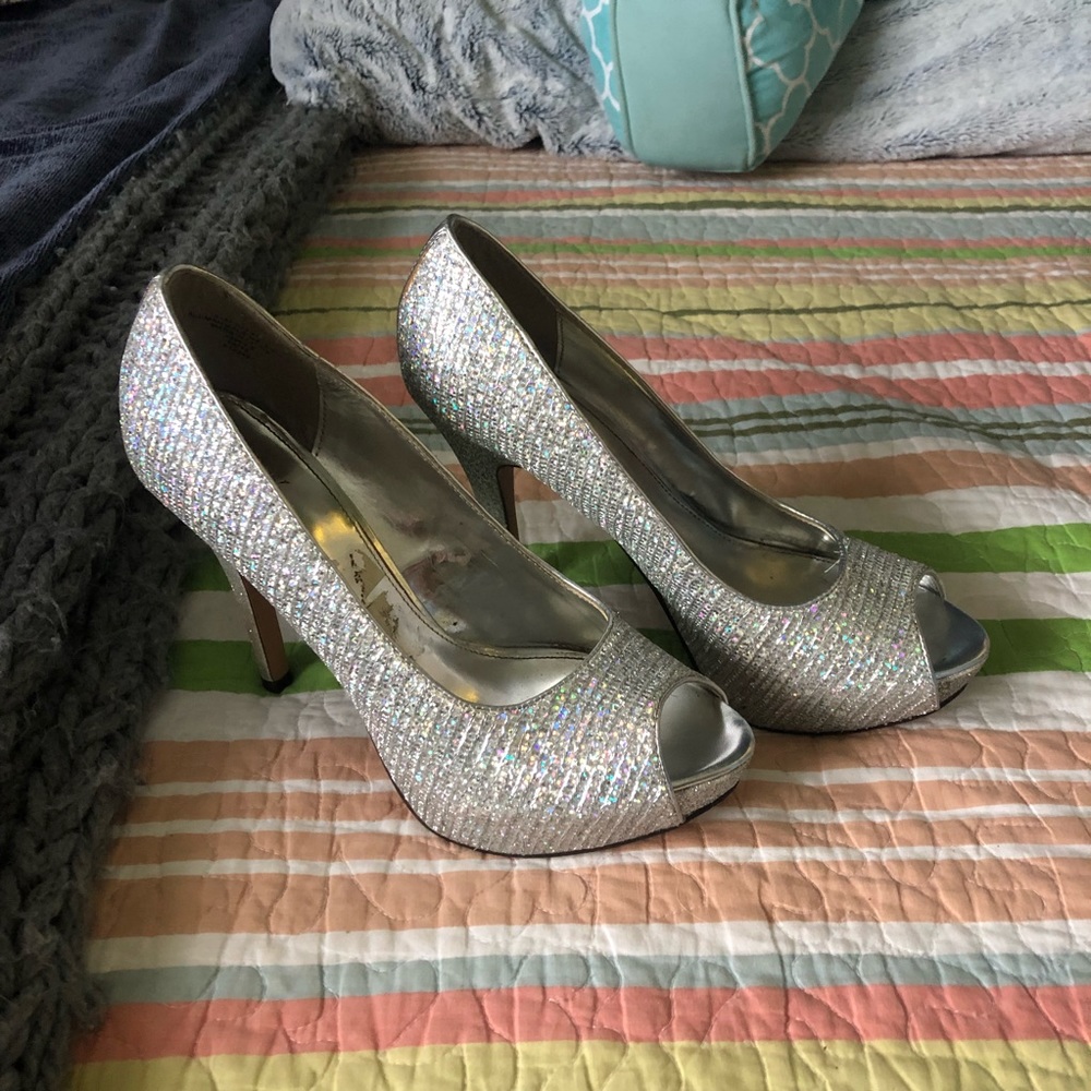 Silver Glitter Heels
